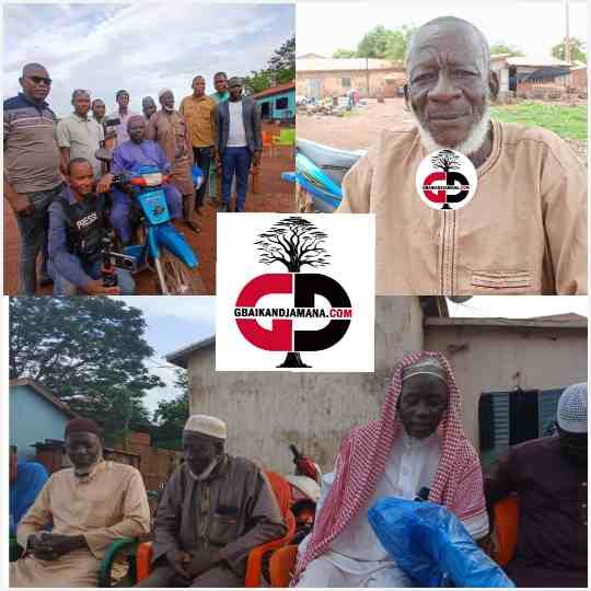 Siguiri : l'association des imams de Siguiri et le PDG de l'entreprise Elhadj Demba Koulibaly aporte leurs soutien à Mamadi Doumbouya fétichere repentis en islam la semaine dernière.