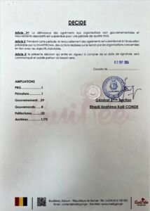 Guinée : Le gouvernement suspend la délivrance des agréments administratifs aux associations et ONG ( Décision)