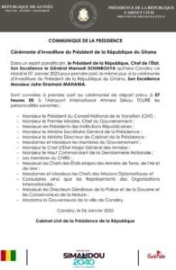 Le Général Mamadi Doumbouya attendu à l'investiture du président ghanéen.