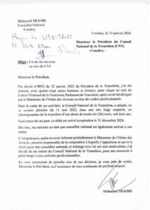 Dernière Minute : Me Mohamed Traoré démissionne du CNT pour diverses raisons ( lettre) 