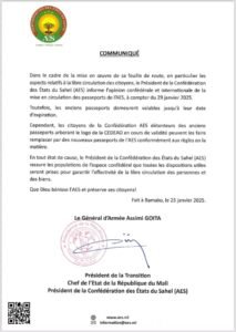 Urgent les États de L'AES: Annonce de la Date de Mise en Circulation des Passeports de la Confédération des États du Sahel