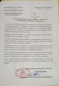 Kankan : le procès du meurtre d'Adama Konaté fixé au 8 avril (communiqué)