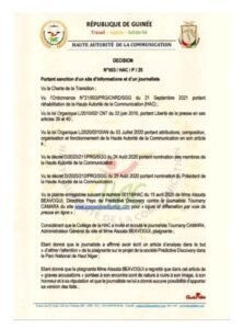 Guinée : Trois mois de suspension pour Presseinvestigation.com et son journaliste vedette Toumany Camara