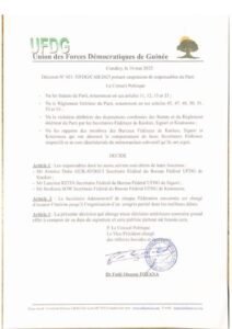 Crise interne à l’UFDG : trois secrétaires fédéraux limogés