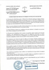 Un jeune homme tué à l’arme blanche à Kintinian : le parquet de Siguiri appelle au calme