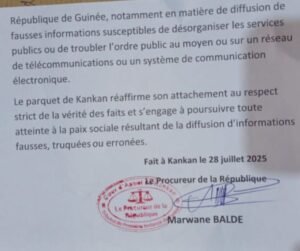 Kankan : le parquet met en garde contre la diffusion de fausses informations