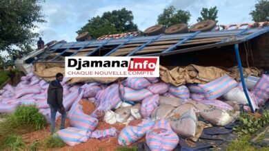 Siguiri : Un camion chargé d’arachides et de piments se renverse à Tombögö, deux blessés enregistrés