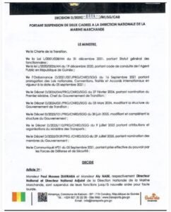 Transport maritime : Paul Moussa Diawara et Aly Nabé écartés de leurs fonctions