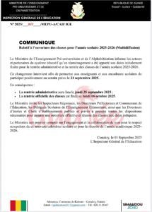 Guinée : la rentrée scolaire 2025-2026 reportée au 6 octobre