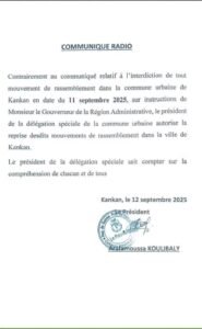 Kankan : levée de l’interdiction des rassemblements publics