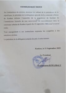 Kankan : rassemblements interdits, les autorités menacent de sanctions sévères