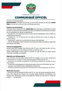 Karfamoriah FC : Ismaël Kaba nommé entraîneur principal pour porter le club vers de nouveaux horizons