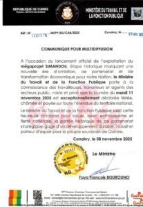 Lancement du mégaprojet Simandou : le 11 novembre déclaré férié et payé sur toute l’étendue du territoire national !