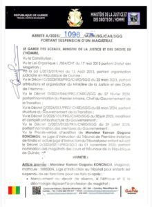 Guinée : Yaya Kaïraba Kaba sévit contre un juge pour manquement au devoir de réserve