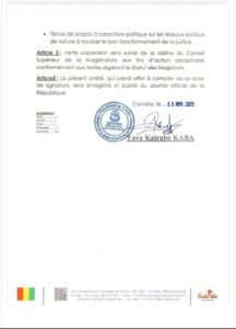 Guinée : Yaya Kaïraba Kaba sévit contre un juge pour manquement au devoir de réserve