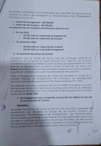 Éducation : Gouvernement et syndicats signent un protocole d’accord sur les indemnités et le sort des enseignants contractuels