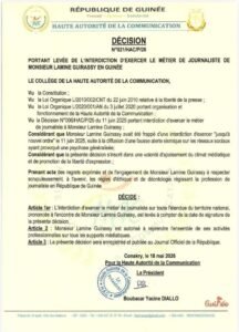 Guinée : la hac lève l’interdiction d’exercer visant le journaliste lamine guirassy