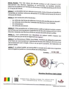 Élections du 31 mai : le gouvernement ferme les frontières et restreint la circulation des véhicules sur toute l’étendue du territoire