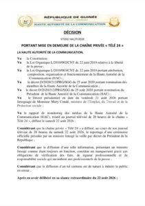 Hac : télé 24 mise en demeure après la diffusion d’un reportage sur un ministre limogé