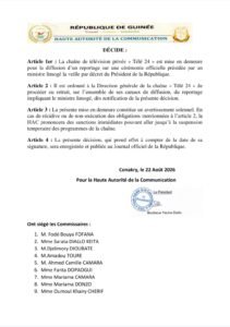 Hac : télé 24 mise en demeure après la diffusion d’un reportage sur un ministre limogé