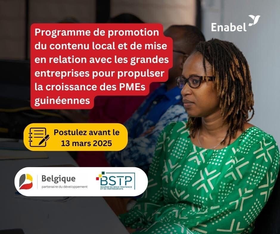 Guinée : Enabel et la BSTP lancent un programme pour renforcer 75 MPMEs 1 Guinée : Enabel et la BSTP lancent un programme pour renforcer 75 MPMEs